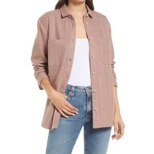 Madewell Oversize Cotton Flannel Ex-boyfriend Swing Shirt In
Faded Mauve Size XS